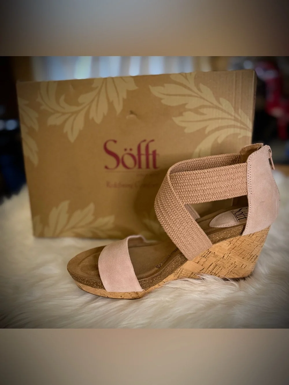 Söfft Chalette Intimo Pink Suede Cork Wedge Sandals